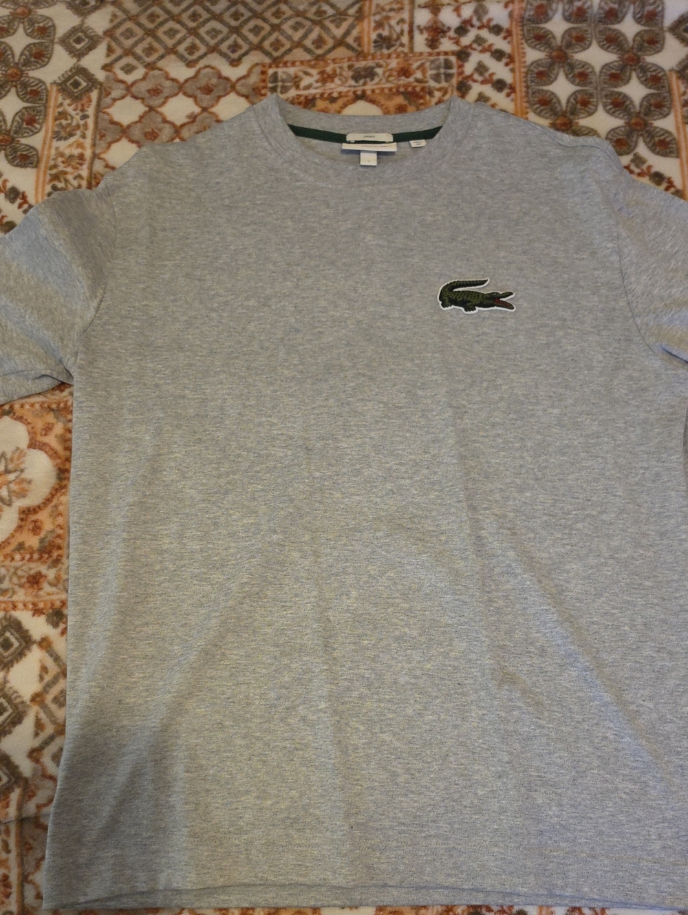 Lacoste Men's Crew Neck Short Sleeve Shirt - Gray- Size S